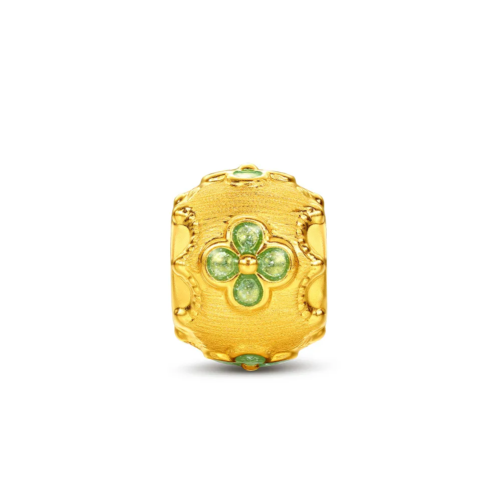 【周大福】鎏彩花卉拉絲轉運珠黃金串珠