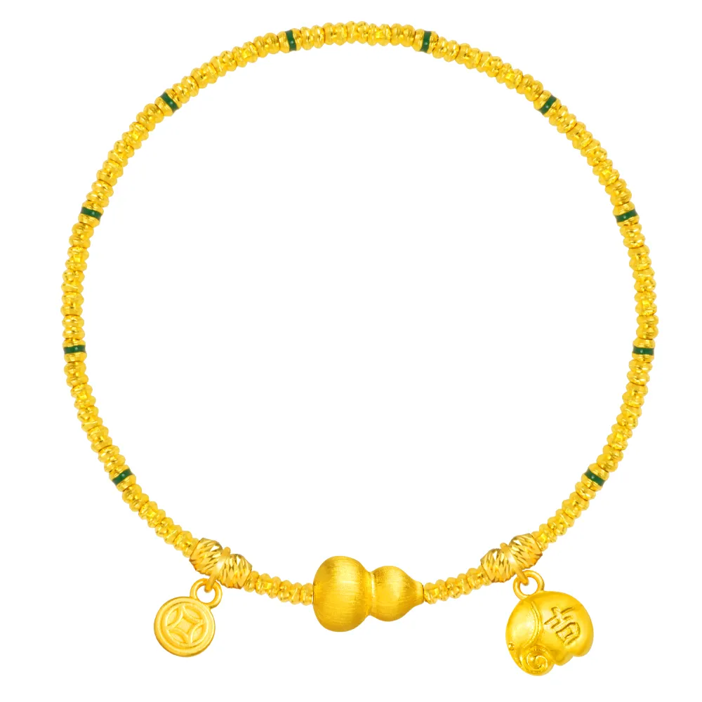 【Just Gold 鎮金店】葫蘆納財 黃金手鍊(新品上市)