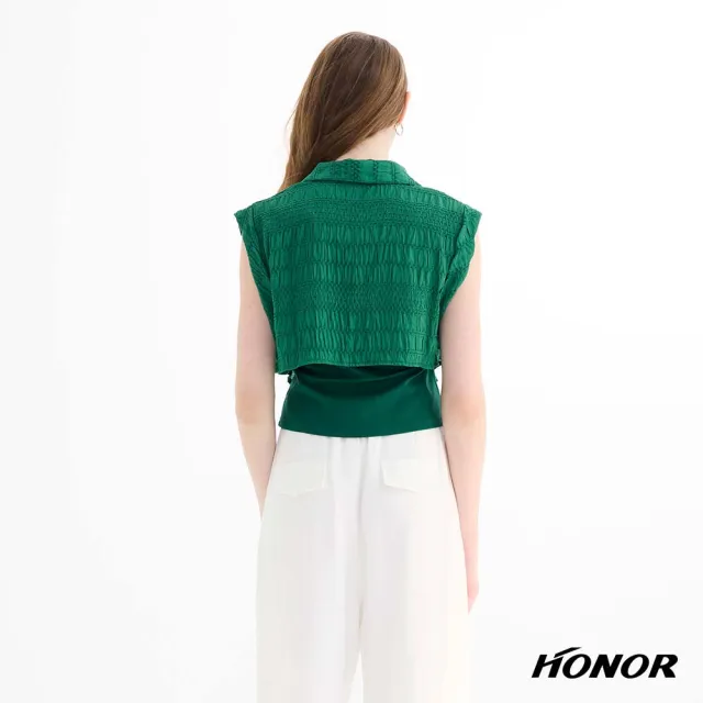 【HONOR 山形屋】立體壓紋造型排釦無袖上衣-綠