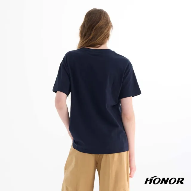 【HONOR 山形屋】率性潮流字母印花短袖上衣-藍/黃