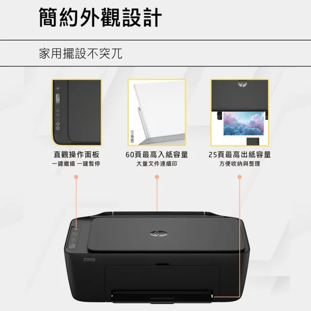 【HP 惠普】官方直營 搭1黑1彩墨水★Deskjet UIA 5175 狠惠省大供墨複合機(影印/列印/掃描/WiFi/AJ4X2A)