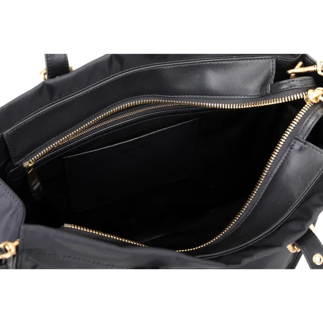 【MOSCHINO】金字尼龍手提 斜背托特包(黑色 兩用包 肩背 側背)