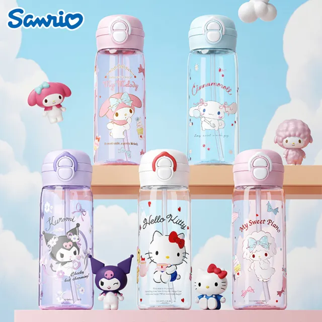 【SANRIO 三麗鷗】三麗鷗家族Tritan直飲吸管雙飲太空杯水壺500ml不含雙酚A(酷洛米/大耳狗/美樂蒂/凱蒂貓)