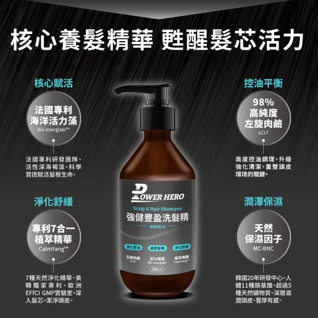 【PowerHero 勁漢英雄】洗髮精500mlx3入組(強健豐盈)