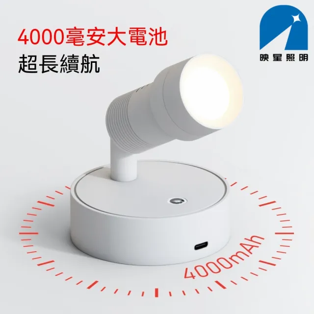 【映星照明】充電式壁燈 LED壁燈 磁吸壁燈 無線壁燈 射燈 聚光燈 氛圍燈 無極調光 附遙控