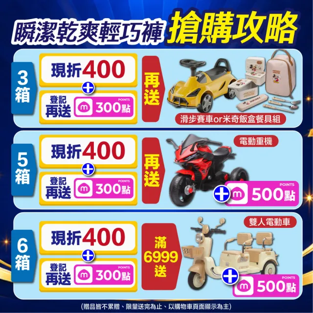 【滿意寶寶】獨家-瞬潔乾爽輕巧褲L-XXL 4箱組 (褲型/日本製)