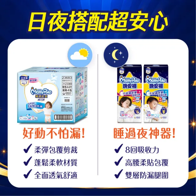 【滿意寶寶】獨家-瞬潔乾爽輕巧褲L-XXL 2箱組(褲型/日本製)
