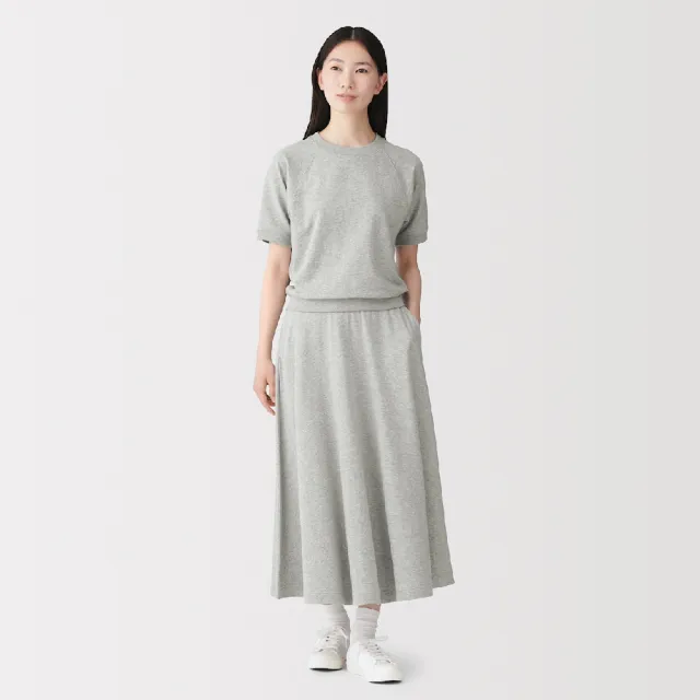 【MUJI 無印良品】女輕量裏毛喇叭裙(灰色/黑色/深藍)