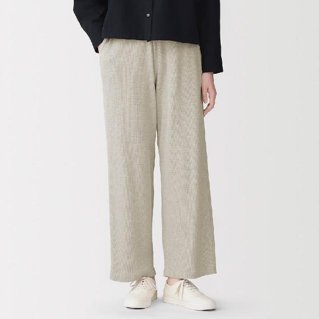 【MUJI 無印良品】女鬆餅紋長褲(墨灰/黑色/粉米/煙燻綠)