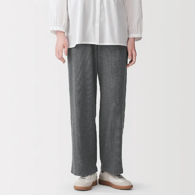 【MUJI 無印良品】女鬆餅紋長褲(墨灰/黑色/粉米/煙燻綠)