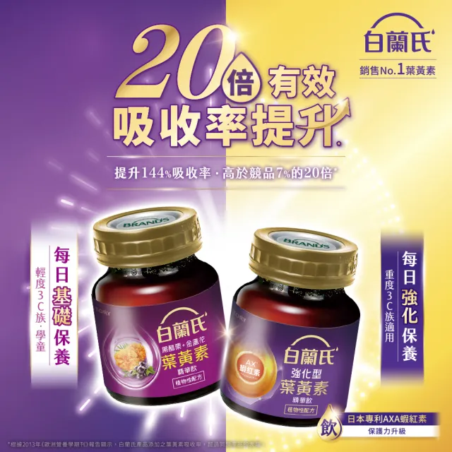 【白蘭氏】黑醋栗金盞花葉黃素精華飲 60ml*6入*3盒 共18入(銷售冠軍No.1 晶亮首選)