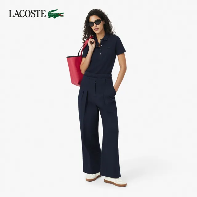 【LACOSTE】女款-緊身彈性棉短袖Polo衫(海軍藍)