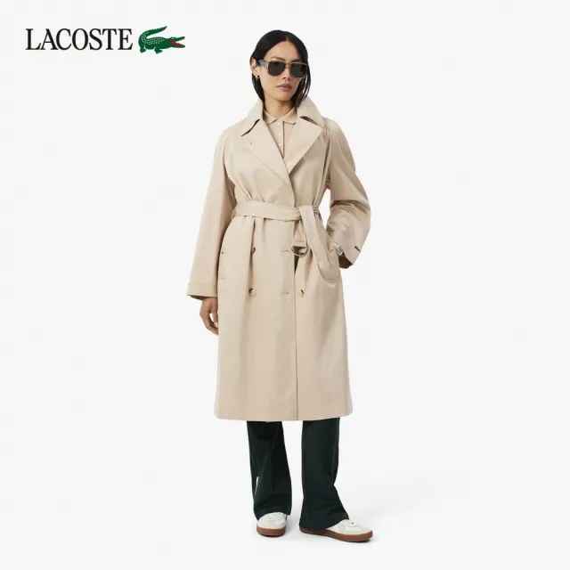 【LACOSTE】女款-緊身彈性棉短袖Polo衫(米白)