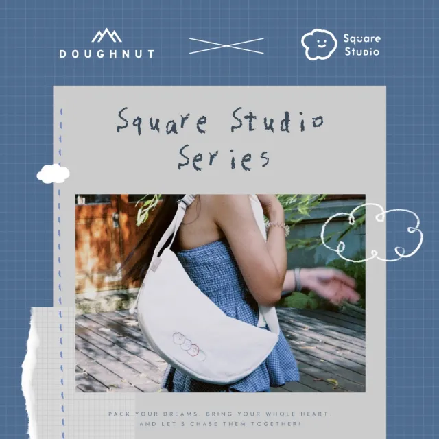 【Doughnut】Square Studio 方坊聯名 Eclair半月包 輕量側背包 斜背包 單肩包 喜寶 小雲朵 多隔層