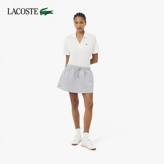 【LACOSTE】女款-顯瘦小心機抽繩休閒短裙(灰色)