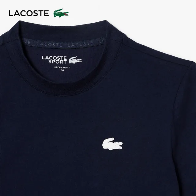 【LACOSTE】女款-有機棉快乾素面短袖T恤(海軍藍)