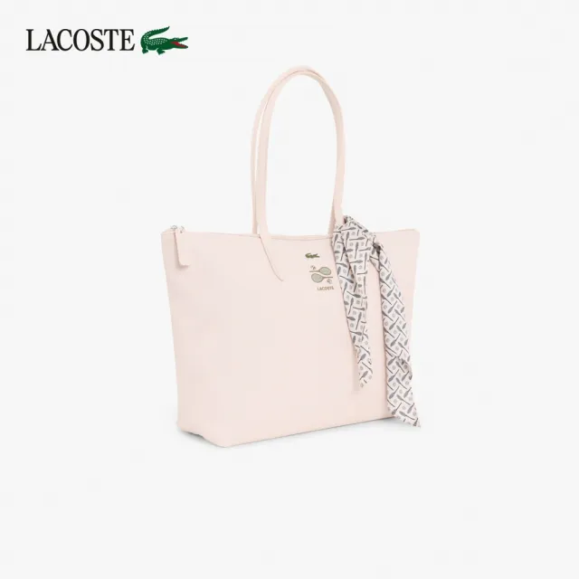 【LACOSTE】包款-L.12.12 經典小鹿角針織壓紋托特包(櫻花粉)