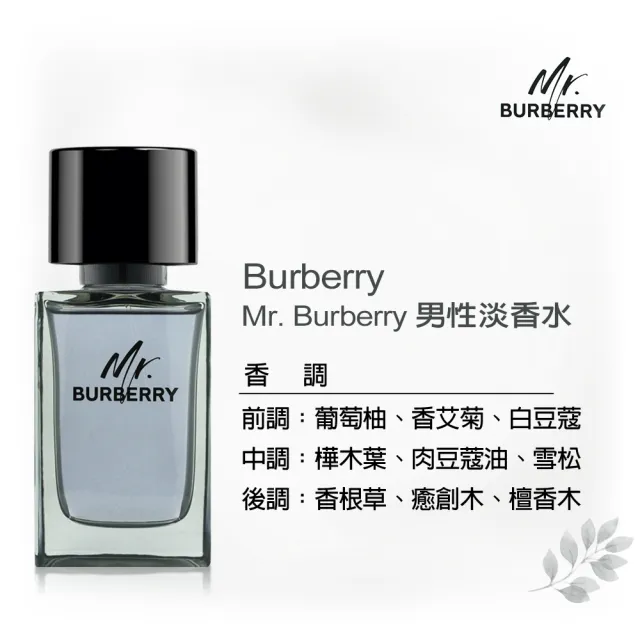 【BURBERRY 巴寶莉】Burberry Mr. Burberry 男性淡香水50ml(專櫃公司貨-即期品)