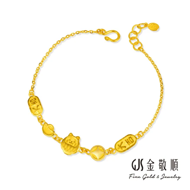 【GJS 金敬順】黃金手鍊 達摩 大吉 招財 中性款(金重:1.57錢/+-0.03錢)