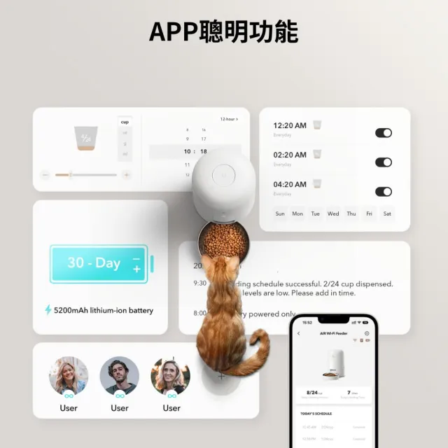 【PETLIBRO】Air餵食器2L-連線版 黑白2色(小寵適用 多重密封 淺盤 定時定量 台灣總代理)