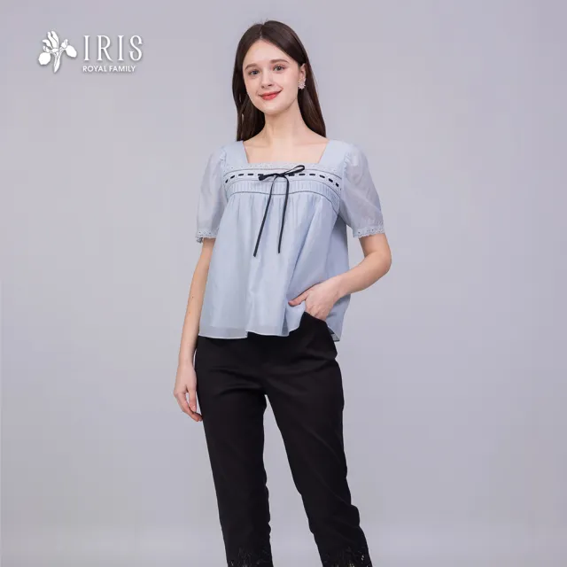 【IRIS 艾莉詩】典雅方領綁帶上衣-2色(62141)