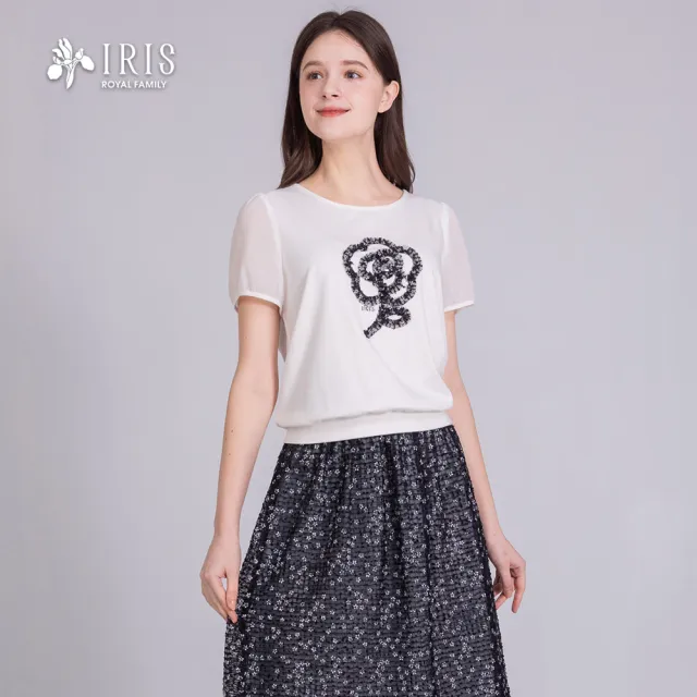 【IRIS 艾莉詩】花網刺繡棉質上衣-2色(62934)