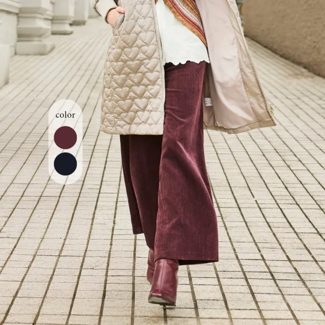 【ILEY 伊蕾】三醋酯短毛絨休閒褲(兩色;M-XL;1264026506)