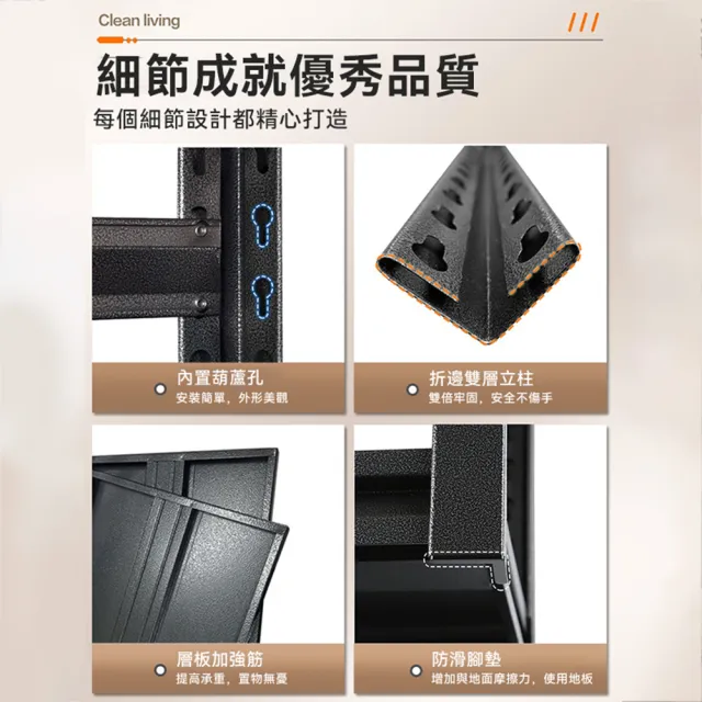 【小不記】三層置物架/開放式/層板可調/加粗/加厚/超耐重/碳鋼(多功能置物層架 收納架 貨架 展示架 層架)