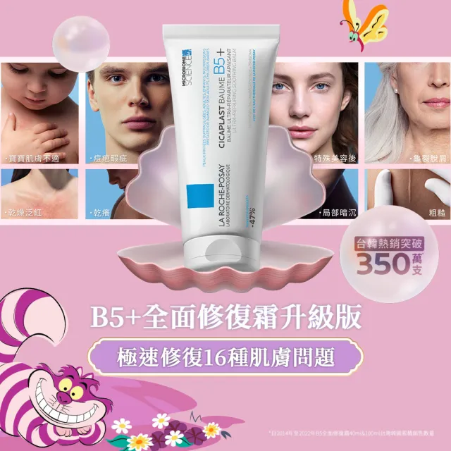 【理膚寶水】momo獨家!超品日限定★迪士尼愛麗絲系列 B5萬用霜禮盒(B5+全面修復霜100ml*2+40ml*1)