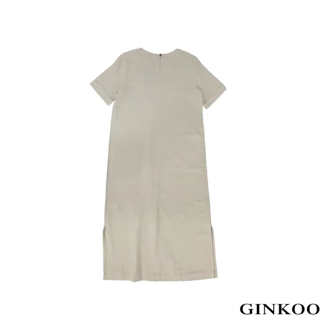 【GINKOO 俊克】前合摺大口袋圓領短袖洋裝