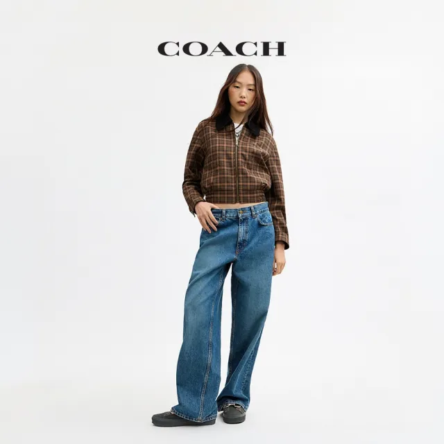 【COACH】蔻馳官方直營 寬版丹寧牛仔褲-冷泉色(CFI24)
