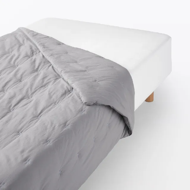 【MUJI 無印良品】絎縫點狀水洗薄被/S (白色/灰色/淺米/藍色) 成品尺寸:W140×L190 cm 壓紋縫製加工