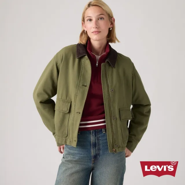 【LEVIS】拼接領短版工作牛仔外套 / 夾克 女生上衣 熱賣單品 006S6-0001