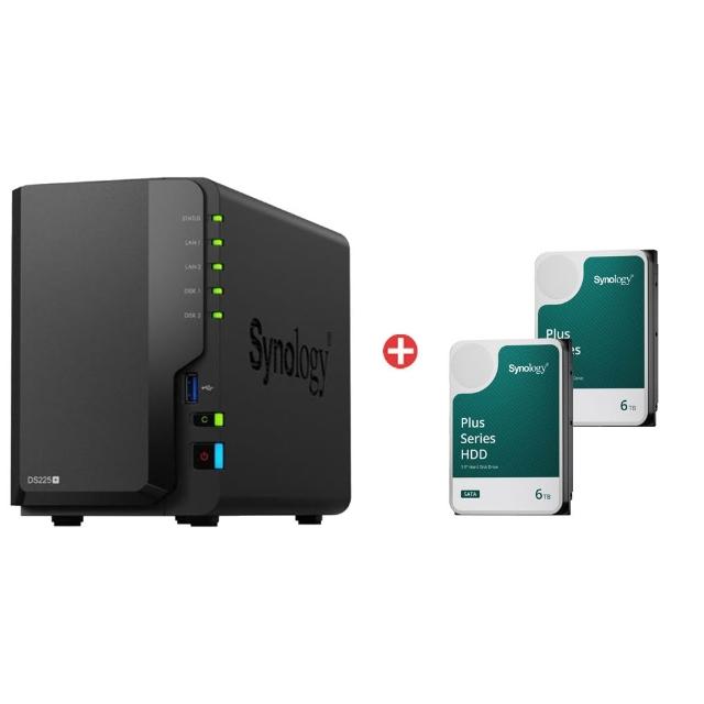 【Synology 群暉科技】搭6TBx2★ DiskStation DS225+ NAS 網路儲存伺服器(2Bay/Intel/2GB)(HAT3300-6TB)