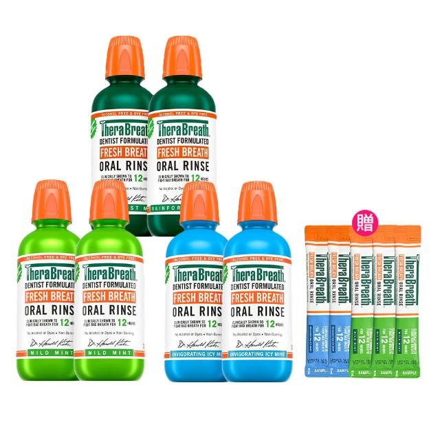 【TheraBreath 凱斯博士】漱口水 任選2入組 無酒精漱口水 473mlX2(溫和薄荷/冰涼薄荷/雨林薄荷)