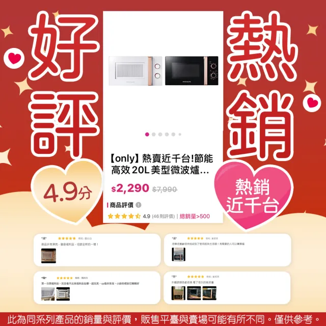 【only】節能高效20L美型微波爐OM20-M22簡約白/OM20-M24質感黑(節能標章20公升機械式)