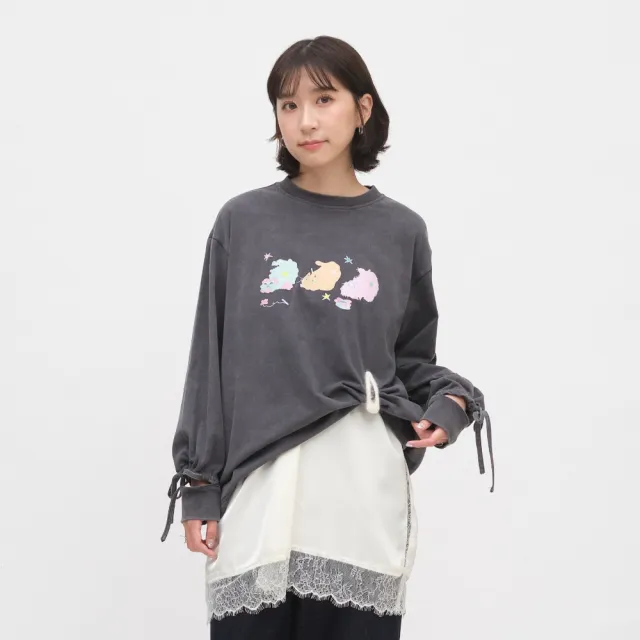 【plain-me】SAAKO 短袖 貓貓 綁帶 女生短TEE 女上衣 袖口綁帶貓貓水洗tee_SAA0054-262