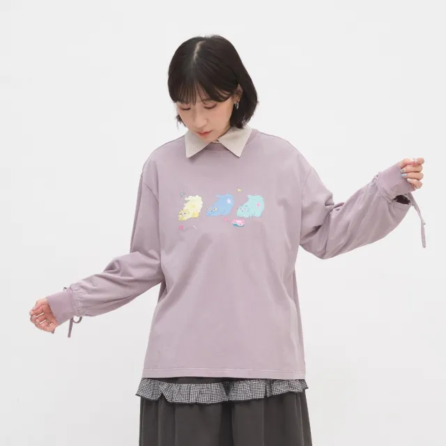 【plain-me】SAAKO 短袖 貓貓 綁帶 女生短TEE 女上衣 袖口綁帶貓貓水洗tee_SAA0054-262