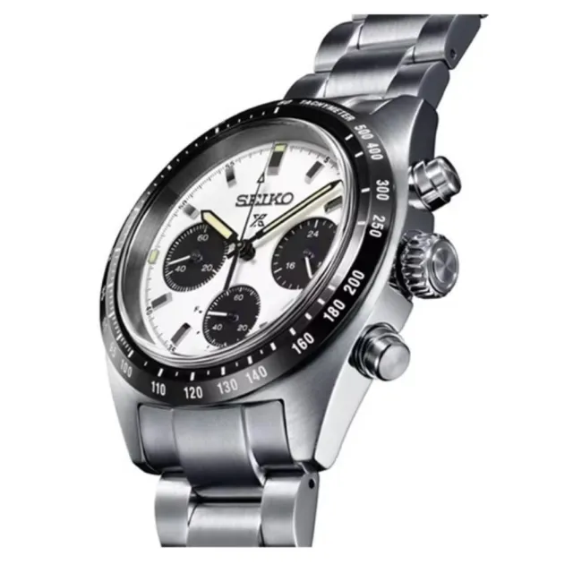 【SEIKO 精工】Prospex SPEEDTIMER 太陽能計時熊貓錶-黑白/39mm(SSC813P1 / V192-0AF0S)