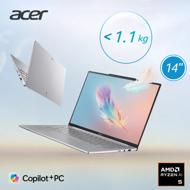 【Acer 宏碁】14吋Ryzen AI 5 3K OLED輕薄AI筆電(Swift Air/SFA14-61M-R7TM/R5-330/16G/512G/W11)