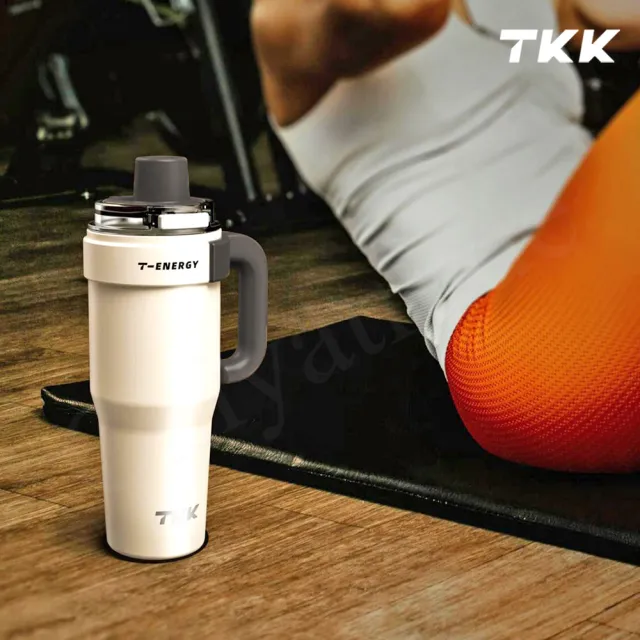 【TKK】T-One 彈蓋冰壩杯 316不鏽鋼x陶瓷噴塗 直飲+吸管 保冰保溫 運動隨身杯 1200ML-任選(握把式)