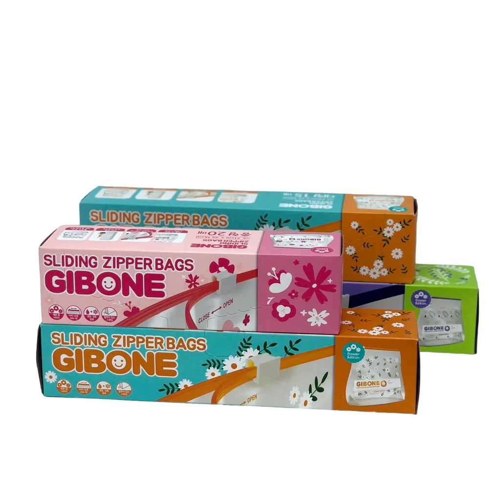 【富琳嚴選-韓國GIBONE】花朵超值4入組/拉鍊式/立體保鮮夾鏈袋/M號*1盒+L號*2盒+XL號*1盒(保鮮不篡味)