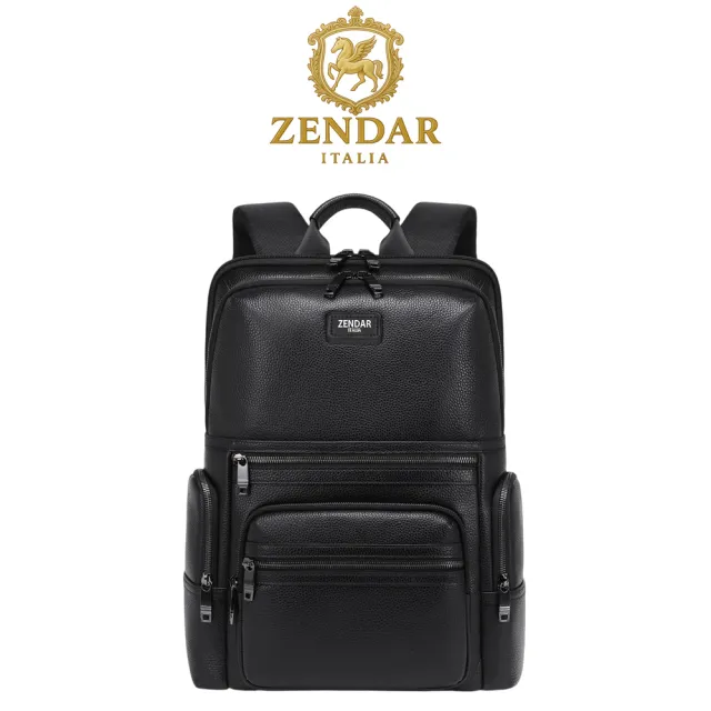 【ZENDAR】台灣總代理 限量1折 頂級小牛皮商務休閒旅行後背包 查爾斯系列 全新專櫃展示品(黑色 男包)