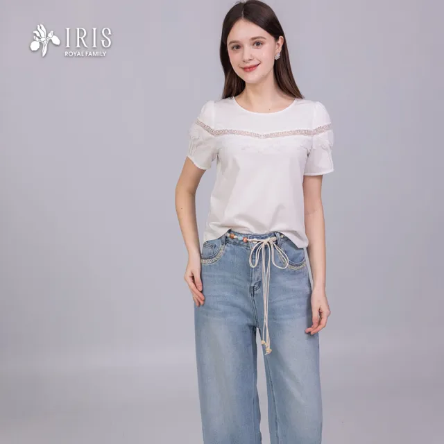 【IRIS 艾莉詩】典雅蕾絲壓飾棉上衣-3色(62943)