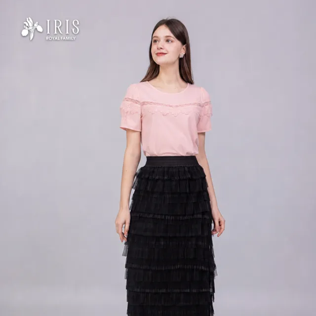 【IRIS 艾莉詩】典雅蕾絲壓飾棉上衣-3色(62943)