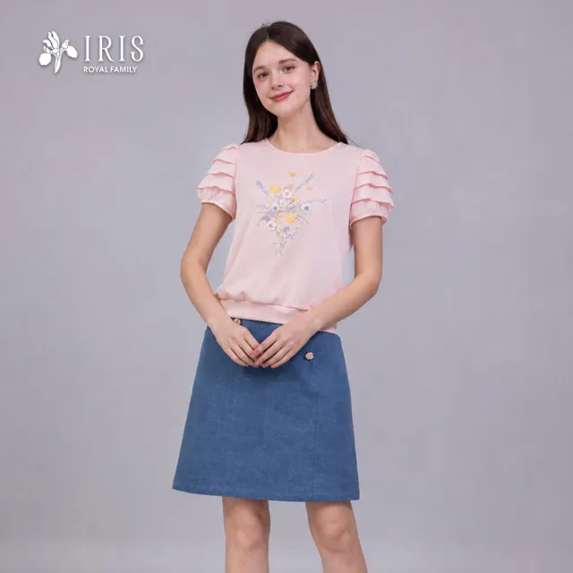 【IRIS 艾莉詩】午後花園縫花印花上衣(62944)