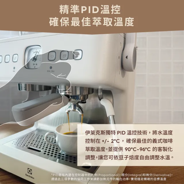 【Electrolux 伊萊克斯】極致美味700半自動義式咖啡機-奶霜白(E7EC1-610W)