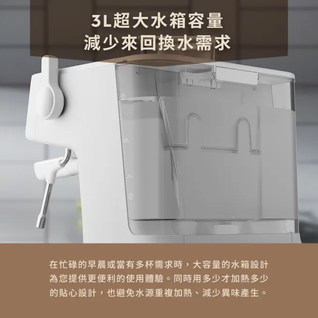 【Electrolux 伊萊克斯】極致美味700半自動義式咖啡機-奶霜白(E7EC1-610W)