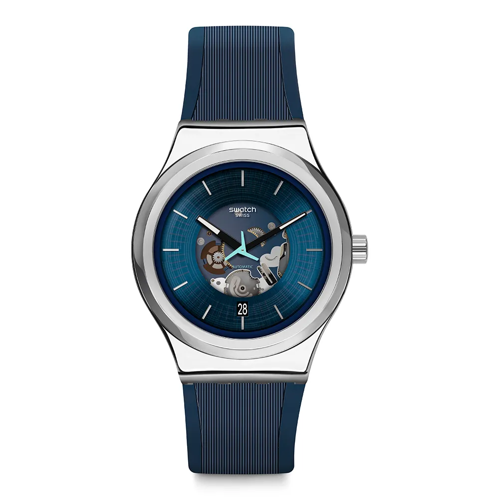 【SWATCH】BLURANG 金屬機械手錶/男錶/女錶/瑞士製造 YIS430 (42mm)