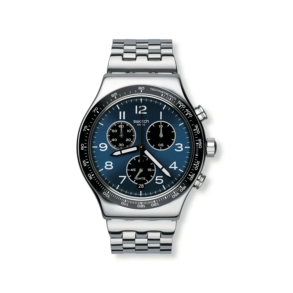 【SWATCH】BOXENGASSE 金屬運動手錶/男錶/女錶/瑞士製造 YVS423GC(43mm)